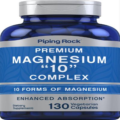 Piping Rock Magnesium 10 in One Complex | 130 Capsules | Supplement for Men and Women | Vegetarian, Non-GMO, Gluten Free