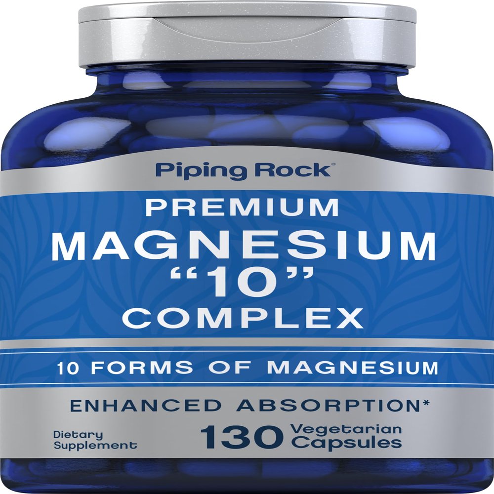 Piping Rock Magnesium 10 in One Complex | 130 Capsules | Supplement for Men and Women | Vegetarian, Non-GMO, Gluten Free
