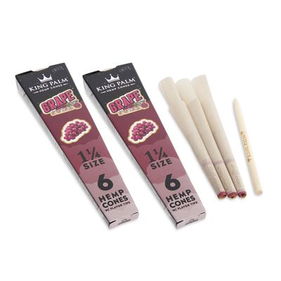 King Palm Prerolled Cones and Filter Tips - all Natural Preroll Cones - 2 Packs - (Grape Swish, 1 1/4, 6 per Pack)
