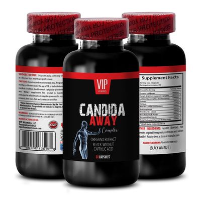 Natural detoxification Supplement - Candida Away Extra Strength Formula - Candida Support - Digestive AID - Candida Vitamins - Candida Cleanse - Oregano Oil Capsules - Black Walnut Hull - 1Bottle