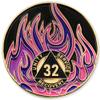 1 to 40 Year Twisted Flames Sobriety Coin - Gold Plated AA Chips & Medallions - 32 Year Sobriety Coin - Black/Pink/Purple/Blue view 1