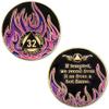 1 to 40 Year Twisted Flames Sobriety Coin - Gold Plated AA Chips & Medallions - 32 Year Sobriety Coin - Black/Pink/Purple/Blue view 3