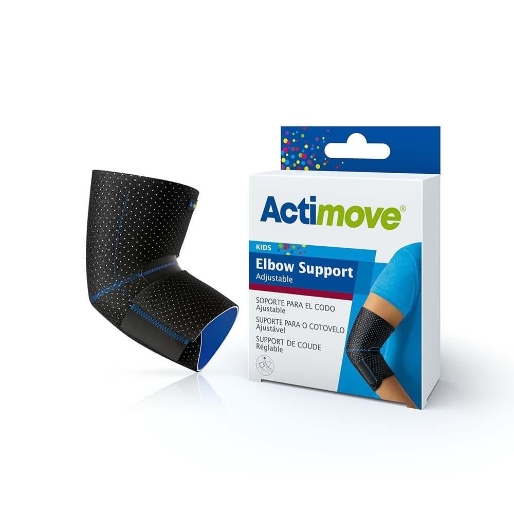 Actimove Kids Elbow Brace for Kids | Adjustable Pediatric Elbow Support for Tendonitis, Tennis Elbow Brace, Pain Management, Injury Prevention, Workouts, Overuse | Pediatric, Black