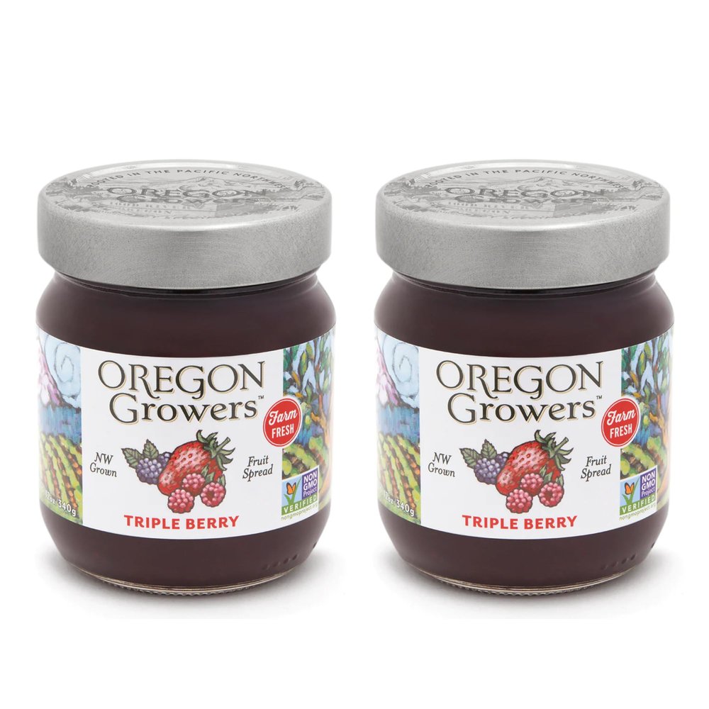Oregon Growers Triple Berry Jam - Blackberry, Raspberry, and Strawberry Jam, Mixed Berry Jam, Mixed Berry Jelly, Best Jam, Gourmet Jams, All-Natural, Non-GMO - 12 Oz (2 Pack)