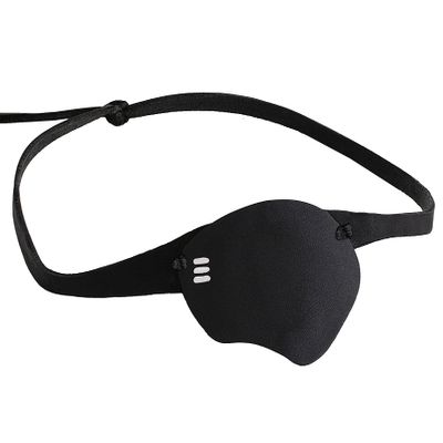 Eye Patch, Black, Concave, Air Vents, Adult Size, Kydex Body, Full Grain Leather Strap (Right Eye)