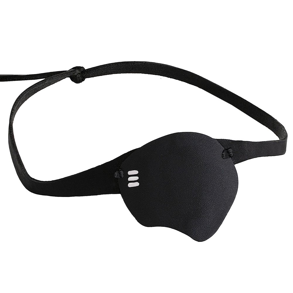 Eye Patch, Black, Concave, Air Vents, Adult Size, Kydex Body, Full Grain Leather Strap (Right Eye)
