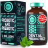 Oral Probiotics for Mouth Bad Breath - Dental Probiotics for Teeth and Gums - 3 Billion CFU Advanced Bad Breath Treatment for Mouth Health - 45 Prebiotic and Probiotic Lactobacillus Salivarius Tablets view 1