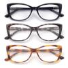 Autojouls 3-Pack Reading Glasses for WomenOprah Style Frame Spring Hinge Clear Lens Readers Glasses, 3 Colors Mix Black GrayTortoise YellowTortoise 2.25 x view 1