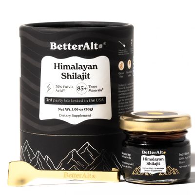 Better Alt Pure Himalayan Shilajit Resin Pack of 1 High Potency Gold Grade 75 Servings for Energy Boost & Immune Support, 85+ Trace Minerals, 75%+ Fulvic Acid, with Lab Test Report,400 mg