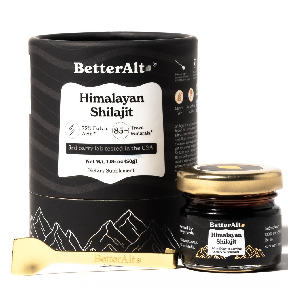 Better Alt Pure Himalayan Shilajit Resin Pack of 1 High Potency Gold Grade 75 Servings for Energy Boost & Immune Support, 85+ Trace Minerals, 75%+ Fulvic Acid, with Lab Test Report,400 mg