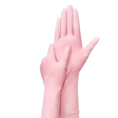 BAMFY Household Nitrile Disposable Gloves 30 Pairs Watertight Dishwashing Gloves Kitchen Cleaning Gloves for Dishes Clean Gardening Washing Up Gloves (Color : Pink, Size : Medium)