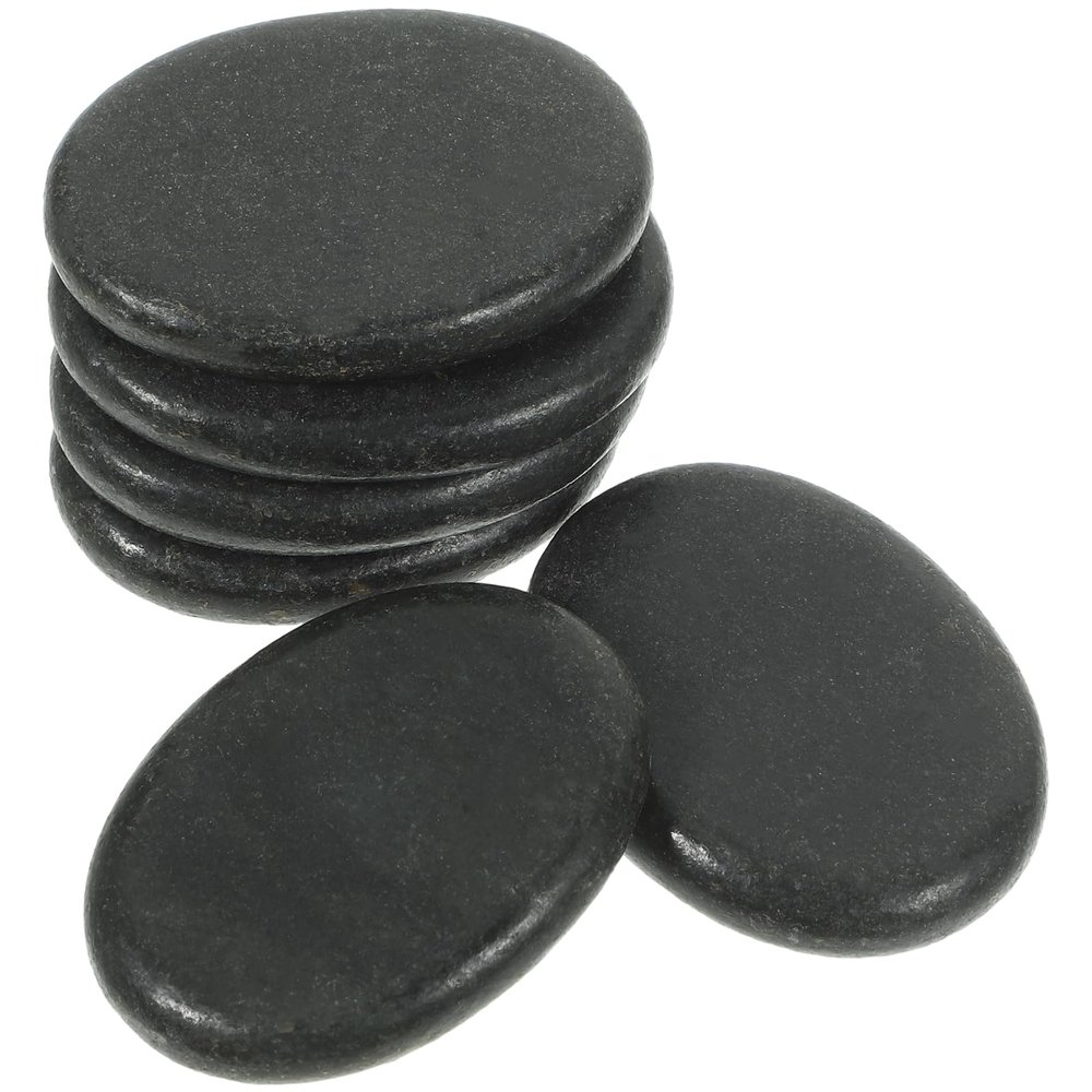 FOMIYES Hot Stones, 6Pcs Volcanic Hot Massage Stone Natural Basalt Heated Black Warmer Energy Tool for Home Spa, Massage Relaxing,