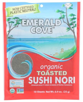 Emerald Cove Organic Toasted Nori Sushi, USDA Organic, 10 Pieces (Pack Of 6)