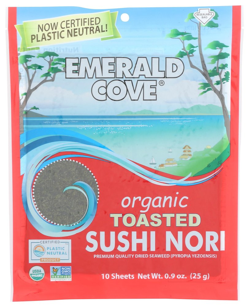 Emerald Cove Organic Toasted Nori Sushi, USDA Organic, 10 Pieces (Pack Of 6)