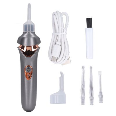 Electric Ear Vacuum Cleaner with LED Light Soft Tip USB Charging Ear Wax Removal Tool Ear Vacuum Soft Ear Cleaner Earwax Removal Kit for Adults (Black)