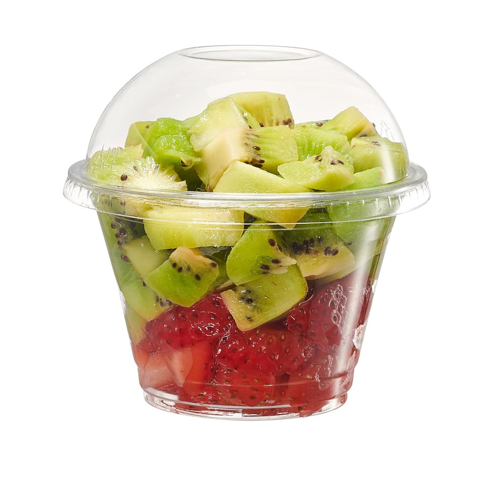 GUSTO [9 oz. - 50 Count Clear Plastic Cups With Dome Lids (No Hole), Fruit Cups with Lids for Party - Perfect for Smoothies, Milkshakes, and To-Go Beverages - (Formerly Comfy Package)
