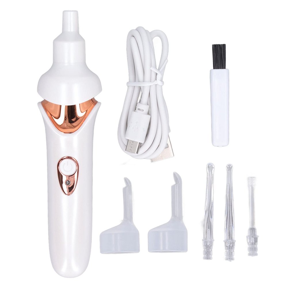 Electric Ear Vacuum Cleaner with LED Light Soft Tip USB Charging Ear Wax Removal Tool Ear Vacuum Soft Ear Cleaner Earwax Removal Kit for Adults (White)
