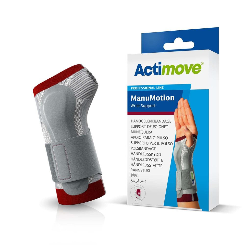 Actimove Professional ManuMotion Wrist Support | Wrist Brace with Thumb Support for Arthrosis, Rheumatoid Arthritis, Sprains, Tendon, Soft Tissue & Ligament Injuries, Postoperative Care | White, Left, 2X-Large
