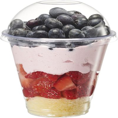 GUSTO [12 oz. - 50 Count Clear Plastic Cups With Dome Lids (No Hole), Fruit Cups with Lids for Party - Perfect for Smoothies, Milkshakes, and To-Go Beverages - (Formerly Comfy Package)