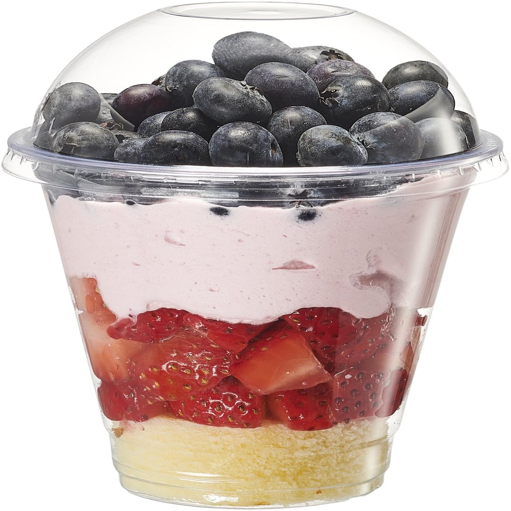GUSTO [12 oz. - 50 Count Clear Plastic Cups With Dome Lids (No Hole), Fruit Cups with Lids for Party - Perfect for Smoothies, Milkshakes, and To-Go Beverages - (Formerly Comfy Package)