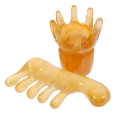 GLEAVI Beeswax Massage Comb 2Pcs Set Handheld Scalp Scraping Tool for Relaxation and Head Care Smooth Texture Portable 3.93X1.96In