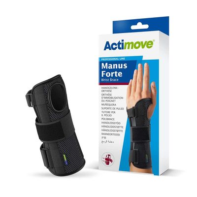 Actimove Professional Manus Forte Wrist Support, Black | Wrist Brace for Arthrosis, Rheumatoid Arthritis, Sprains, Tendon, Soft Tissue & Ligament Injuries, Postoperative Care | Black, Left, Large/ X-Large