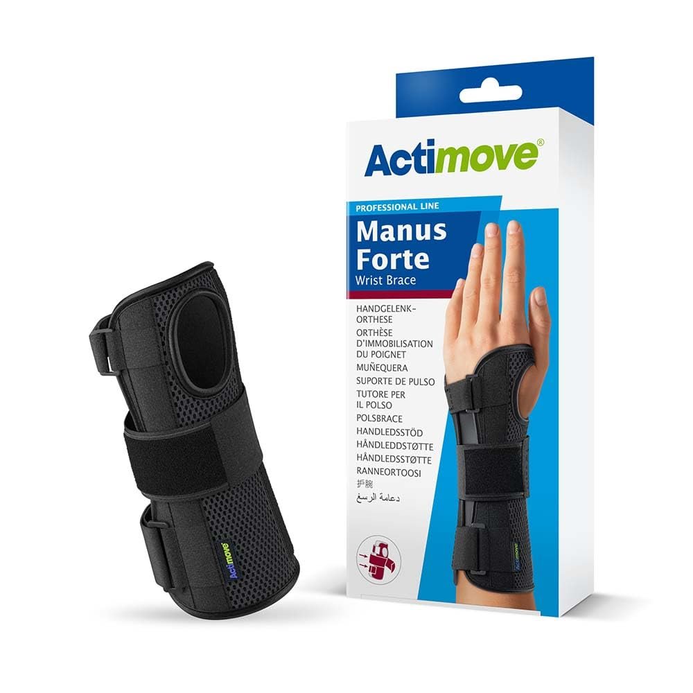Actimove Professional Manus Forte Wrist Support, Black | Wrist Brace for Arthrosis, Rheumatoid Arthritis, Sprains, Tendon, Soft Tissue & Ligament Injuries, Postoperative Care | Black, Right, X-Small