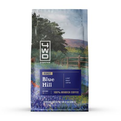4wdCoffee Blue Hill Ground Coffee - Light Roast - 12 Oz Bag - Arabica Beans - Fresh Roasted in Texas