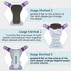 3 Pack Cloth Adult Diapers with Oversized Inserts, TPU Nappies Reusable Washable Incontinence Care Protection Diaper for Men or Women, Elderly, Waist 35.4-47.2In (L) view 3
