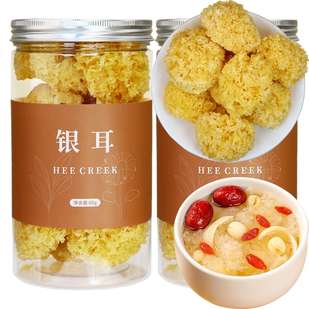 Hee Creek White Snow Fungus Mushroom 4.23oz / 120g Rootless Dried Snow Fungus Tremella Fuciformis Mushroom,