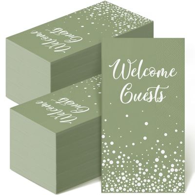 200 Pcs Disposable Napkins Welcome Guests Napkins Hand Towels for Bathroom Elegant Towels for Powder Room Holiday Anniversary Wedding Birthday Party Baby Bridal Shower Decorative Towel(Green)