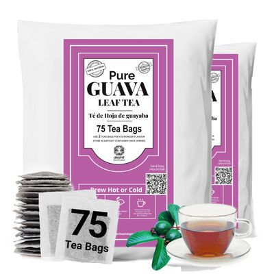 150 Guava Leaf Tea Bags, Te De Hojas De Guayaba,100% Natural Guava Leaves Tea, Non-GMO, Caffeine-free Herbal Tea. by Akshit
