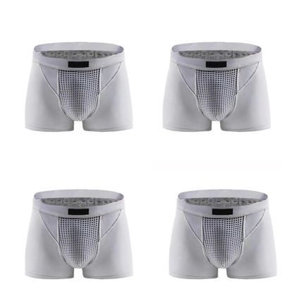 4/Pack Mens Underwear Magnetic Tourmaline U-Convex Panties Energy Field Therapy Boxer Briefs Enlargement Inner Pants (Color : 4pcs-Gray, Size : 5X-Large)