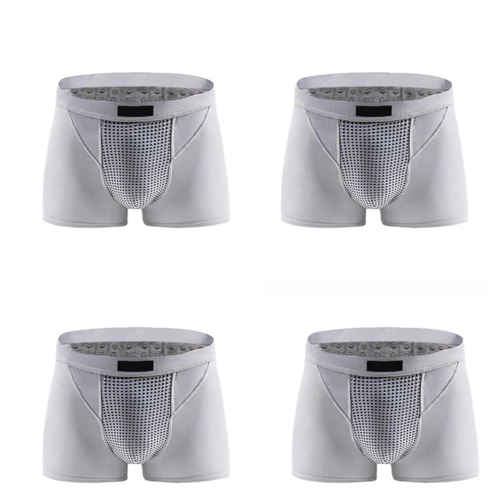 4/Pack Mens Underwear Magnetic Tourmaline U-Convex Panties Energy Field Therapy Boxer Briefs Enlargement Inner Pants (Color : 4pcs-Gray, Size : 5X-Large)
