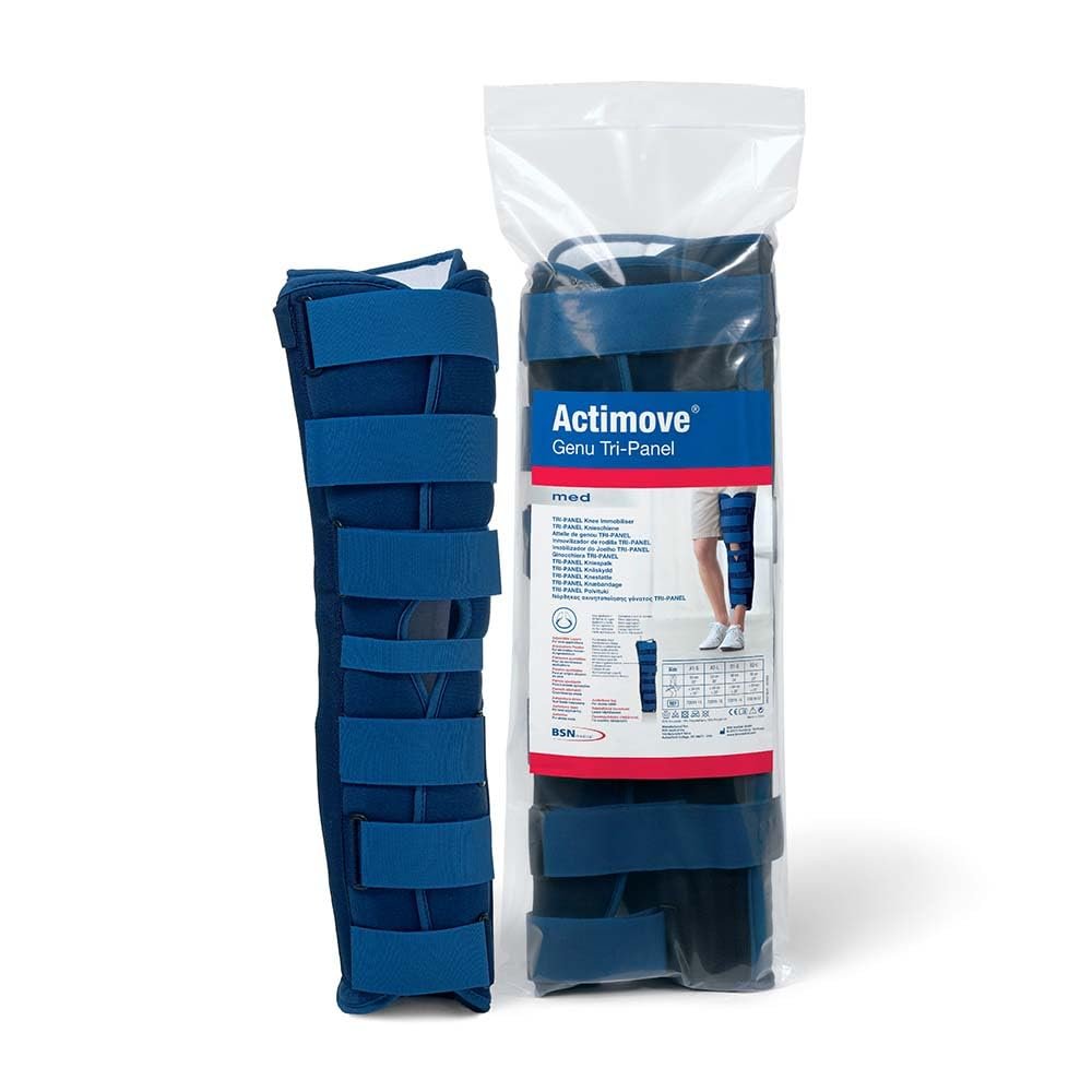 Actimove Professional Genu Tri-Panel Knee Immobilizer | Knee Brace & Stabilizer for Recovery, Fractures, Instability, ACL, MCL, Meniscus Tear, Arthritis, Displacement & Post Surgery Recovery, Blue, 24" Small/ Medium