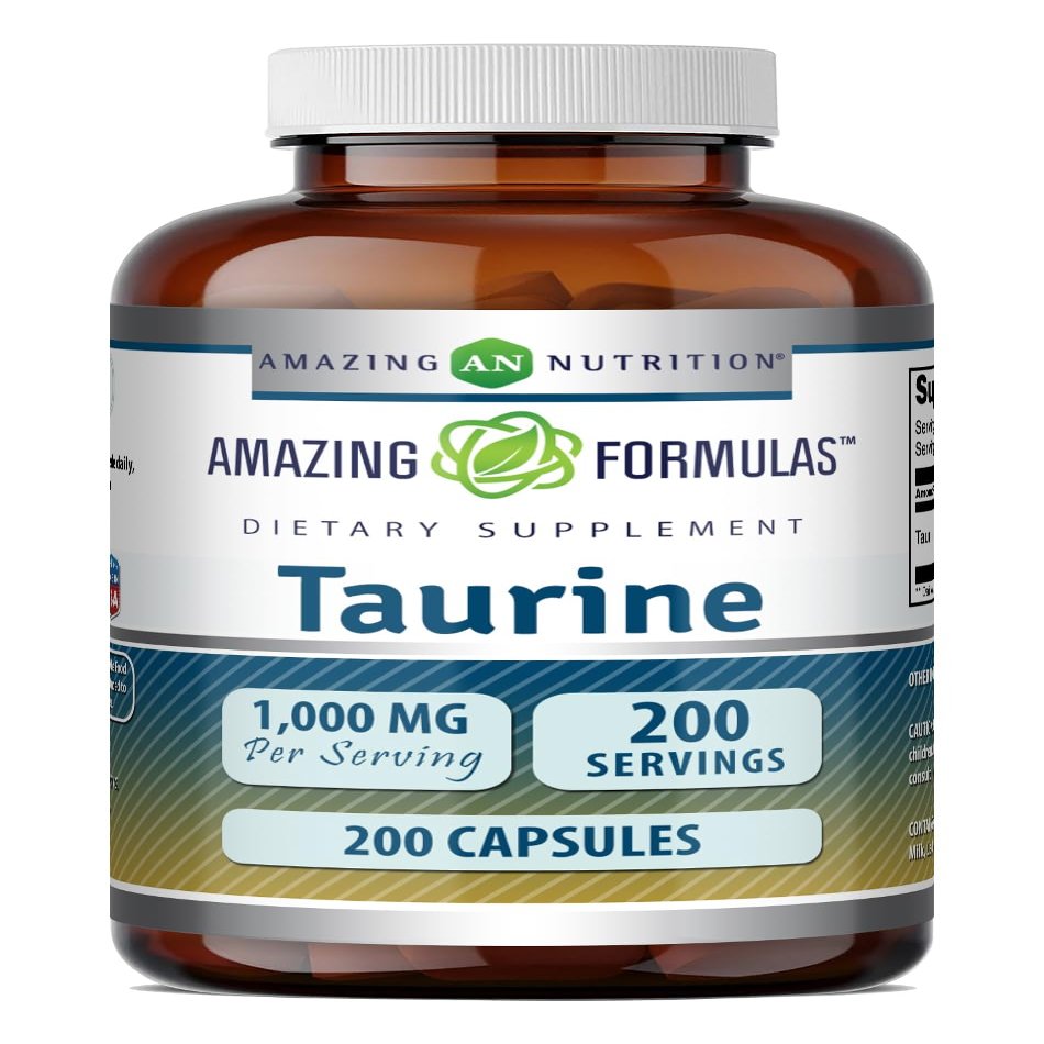 Amazing Formulas Taurine 1000 Mg | Capsules Amino Acid Supplement | Non-GMO | Gluten-Free | Made in USA (1 Pack | 200 Count)