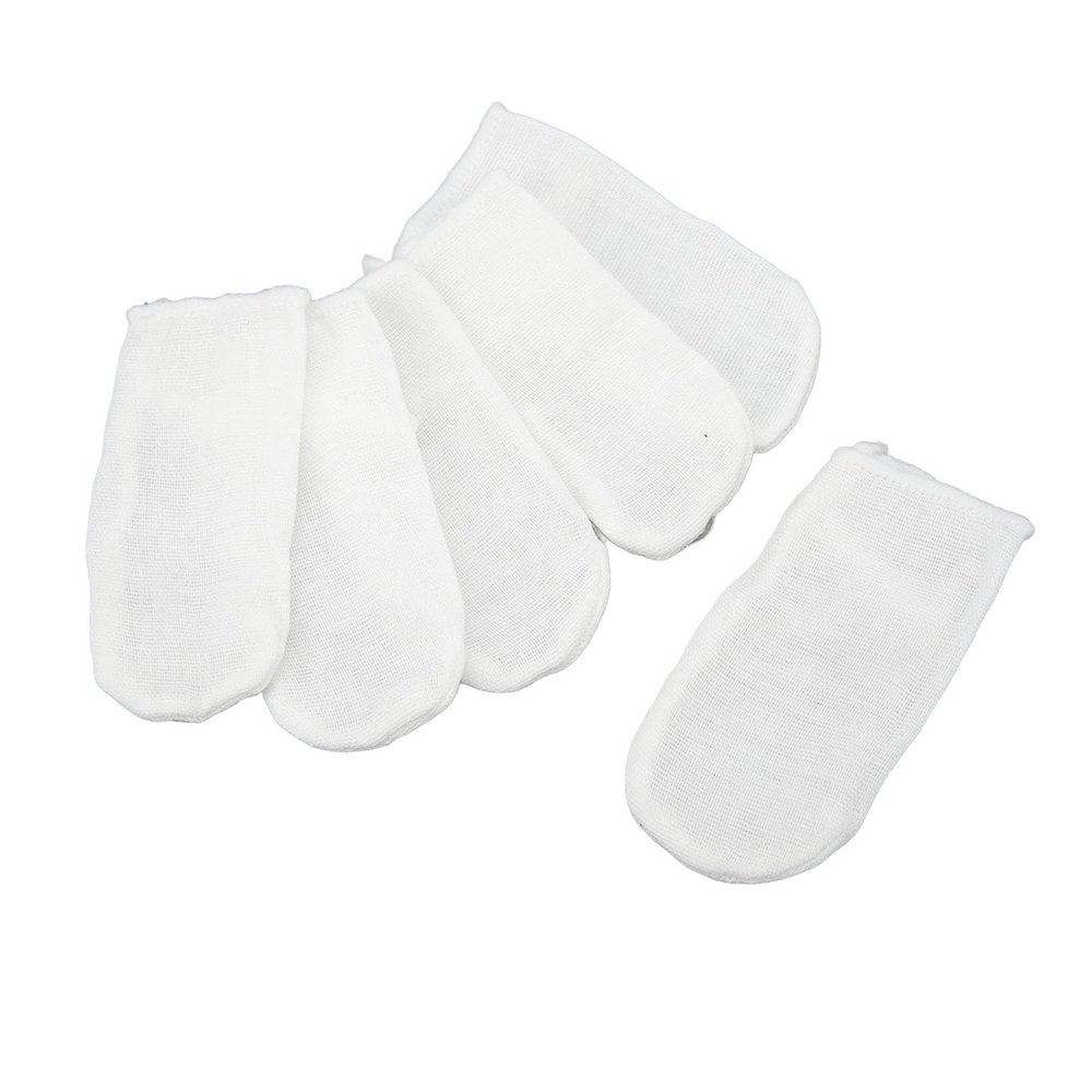 Brrnoo Baby Teeth Cleaning Gauze Finger Cover, 6pcs Baby Teeth Soft Gauze Infant Finger Clean Oral Toothbrush, Milk Removal Soft Ring Buckle Oral Tongue Cleaner