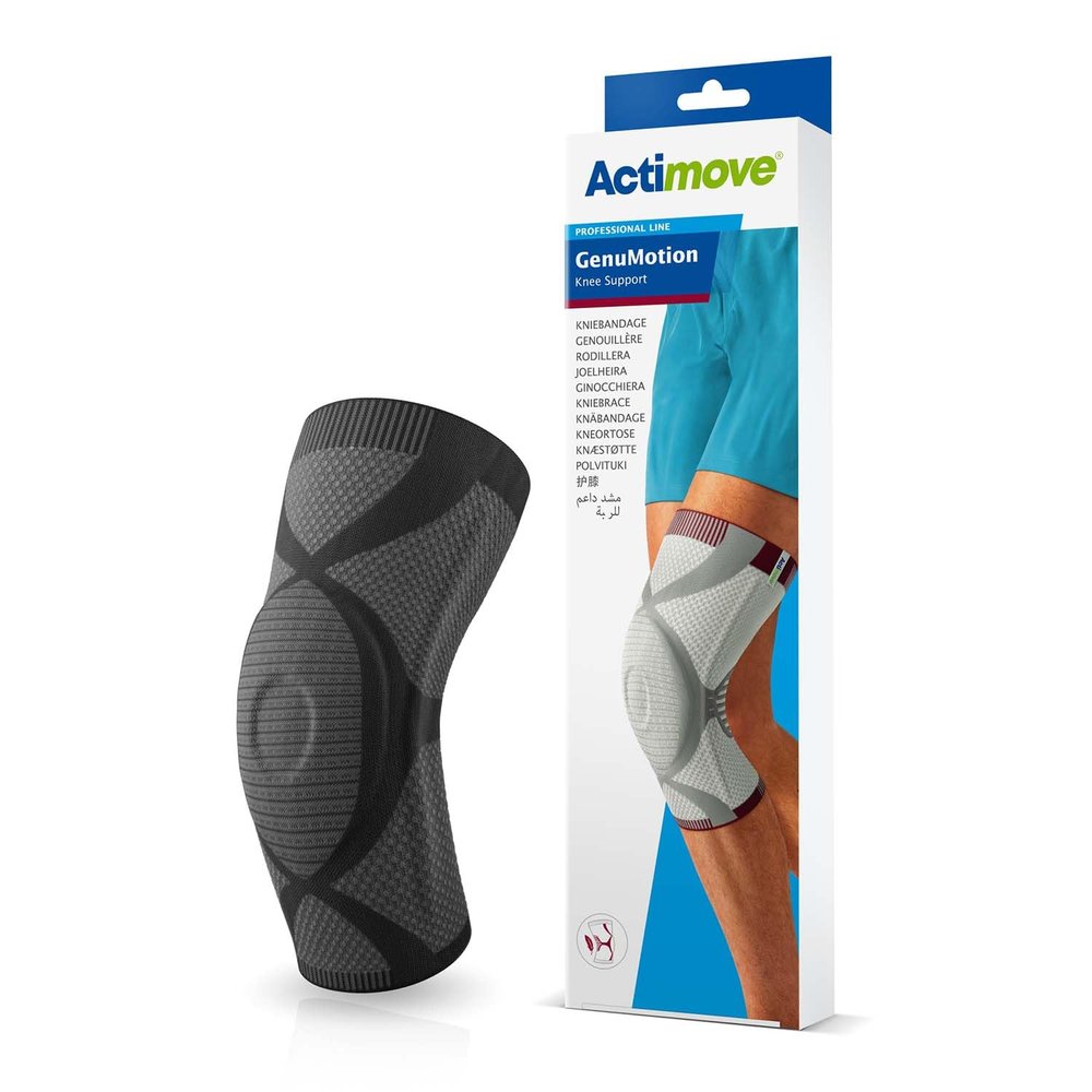 Actimove Professional GenuMotion Knee Brace | Left & Right Compatible Knee Support for Meniscus Tear, Pain, ACL, MCL, Arthritis, Injury Recovery | Men & Women, Charcoal, X-Small
