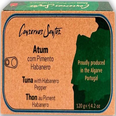 Conservas Santos Portugal - Canned Tuna with Habanero pepper - 4.23oz / 120gr (Pack of 5 cans)