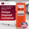 Post Medical - 2.0 Quart Sharps Container - Case of 6, Puncture-Resistant Sharps Disposal Container, Needle & Syringe Disposal Container, Leak-Tight Biohazard Containers with Snap Tight Lid, Red view 2