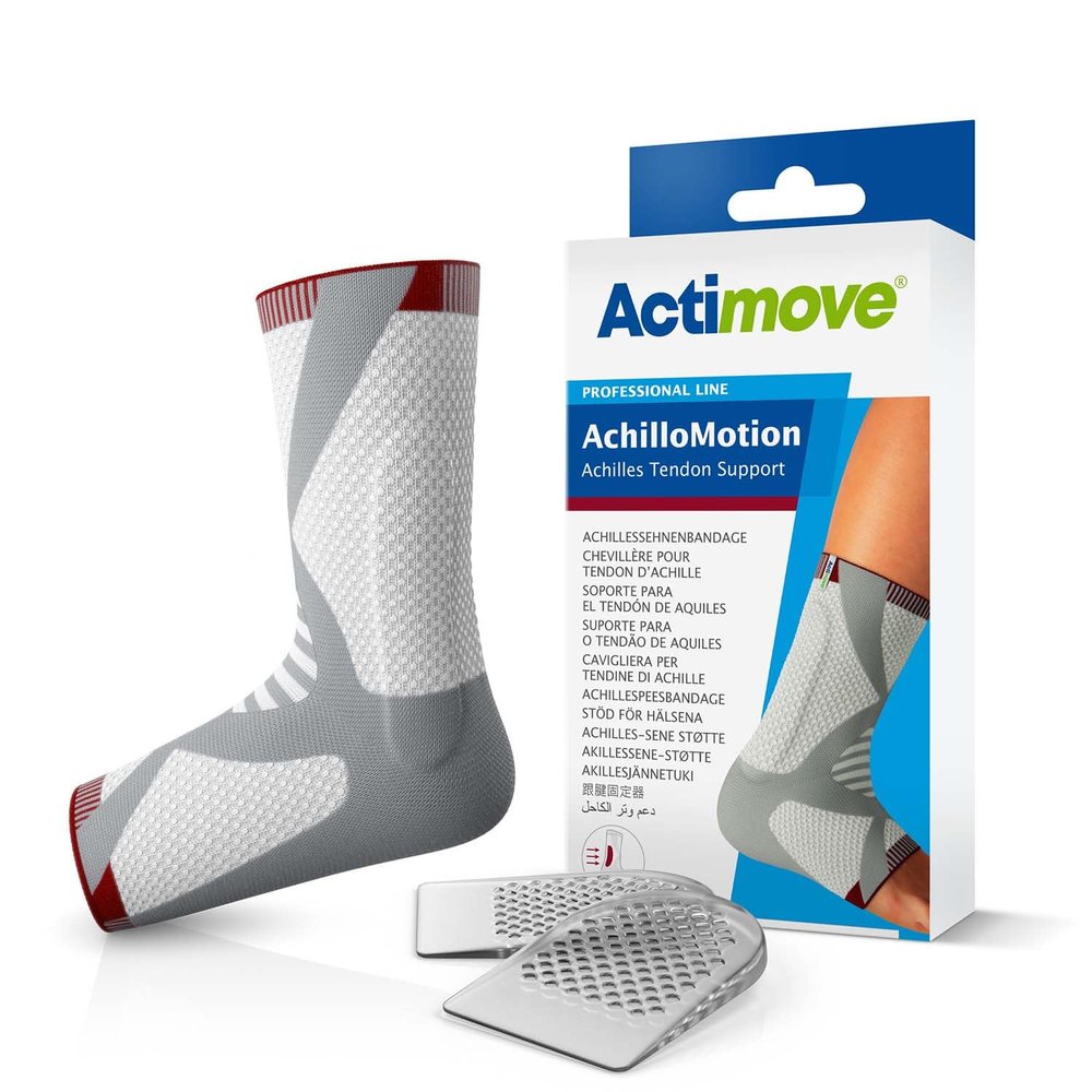 Actimove Professional AchilloMotion Achilles Tendon Support | Slip-On Compression Ankle Brace for Sprained Ankle, Achilles Tendonitis, Plantar Fasciitis, & Injured Foot | Unisex, White, Medium