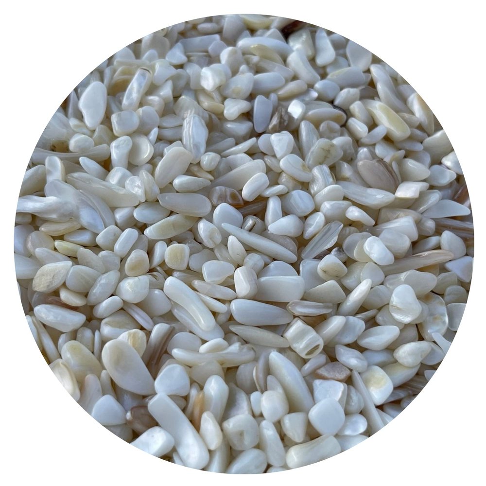Wholesale Natural Semi Tumbled Mother of Pearl Gemstone Chips, Crushed Mini Crystals, Undrilled Crystal Chips (Mother of Pearl, 0.25 Pound)