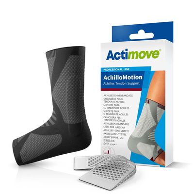 Actimove Professional AchilloMotion Achilles Tendon Support | Slip-On Compression Ankle Brace for Sprained Ankle, Achilles Tendonitis, Plantar Fasciitis, & Injured Foot | Unisex, Charcoal, Medium