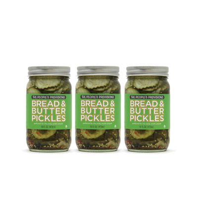 The People's Provisions - Bread & Butter Pickles 16oz - Crunchy Ripple Cut Bread & Butter Style Sweet Pickle Chips (3-pack)