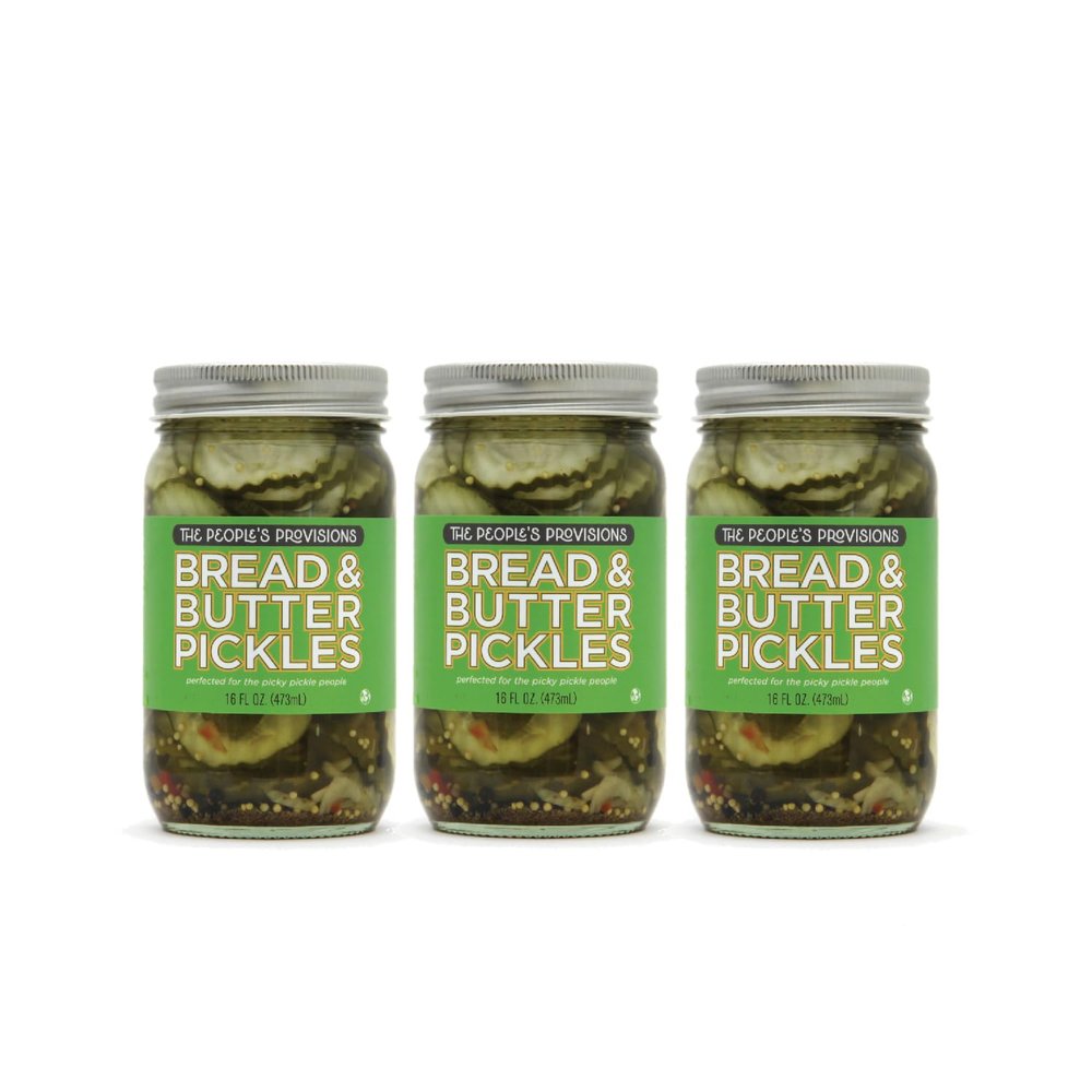 The People's Provisions - Bread & Butter Pickles 16oz - Crunchy Ripple Cut Bread & Butter Style Sweet Pickle Chips (3-pack)