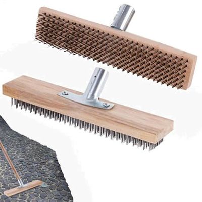 2 Wire Broom Head - 11.81inch Broom Head for Indoor and Outdoor - Heavy Duty Scrubbing and Sweeping | Stiff Metal Bristle Deck Scrub Brush for Heavy Duty Removal Moss & Algae Patio