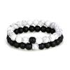 2Pcs Lava Rock Beaded Bracelet Set  Essential Oil Diffuser Jewelry with Natural Stone Beads for Aromatherapy, Yoga, Meditation, and Stress Relief, Stretchy Bracelets for Women Men-white polished view 1