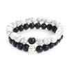 2Pcs Lava Rock Beaded Bracelet Set  Essential Oil Diffuser Jewelry with Natural Stone Beads for Aromatherapy, Yoga, Meditation, and Stress Relief, Stretchy Bracelets for Women Men-white polished view 2