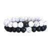 2Pcs Lava Rock Beaded Bracelet Set  Essential Oil Diffuser Jewelry with Natural Stone Beads for Aromatherapy, Yoga, Meditation, and Stress Relief, Stretchy Bracelets for Women Men-white polished view 3