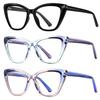 bullabulling 3-Pack Retro Oversized Cat Eye Reading Glasses for Women Trendy Blue Light Blocking Readers with Spring Hinge (black/purple/blue, 1, multiplier_x) view 1